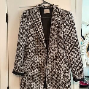 Black and white long suit jacket